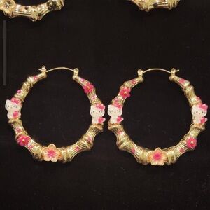 Gold Hello Kitty hoop earrings